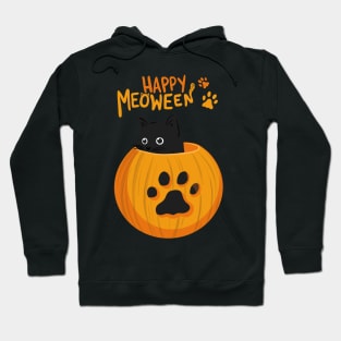 Happy Meoween! Cute Black Cat on Halloween Hoodie